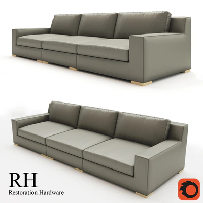 MODENA TRACK ARM MODULAR LEATHER SOFA SECTIONAL — Ver 1