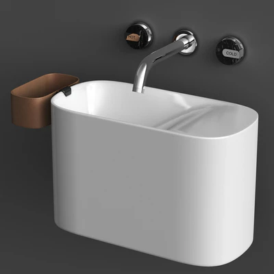 Wall mounted Korakril Ptit handrinse basin &  Graff Mod plus faucet — Ver 3