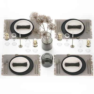 Table service 24. Dried flower, bouquet, hogweed, branches, cutlery, glass, sparkling wine, luxury decor, eco design, vase — Ver 3