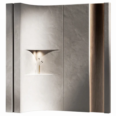 Wall panels 7 - corner niche. Plaster and wood partition. — Вид 1
