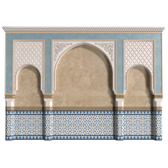 Arch in oriental style. Arab decorative wall. Arabic wall.Oriental Wall paneling — Descargar