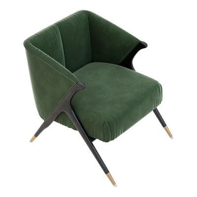 Lacquer Wooden and Velvet Lounge Armchair - 2 — Ver 3