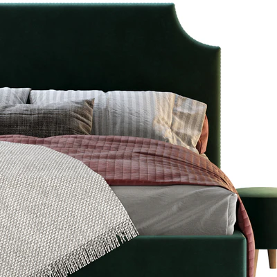 Кровать Адона-Legs 160 Velvet Olive / Blue / Grey / Emerald двуспальная Диванру с пуфом Плиди — Вид 3