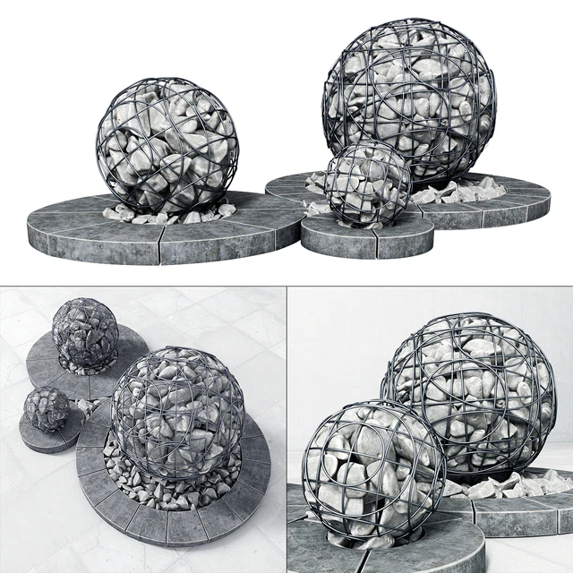 Street gabion sphere decor / Уличный декор с габионами — Скачать