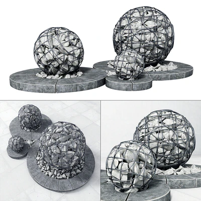 Street gabion sphere decor / Уличный декор с габионами — Вид 1