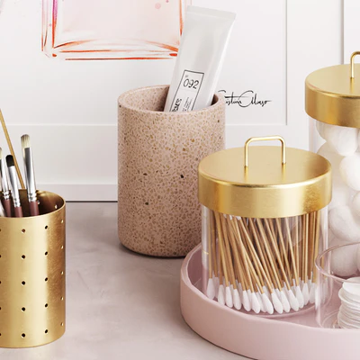 Pink & Brass Zakkia Bathroom Set — Ver 2