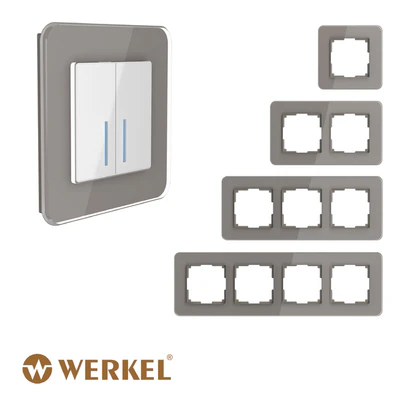 ОМ Стеклянные рамки для розеток и выключателей Elite Smoke Werkel — Вид 1