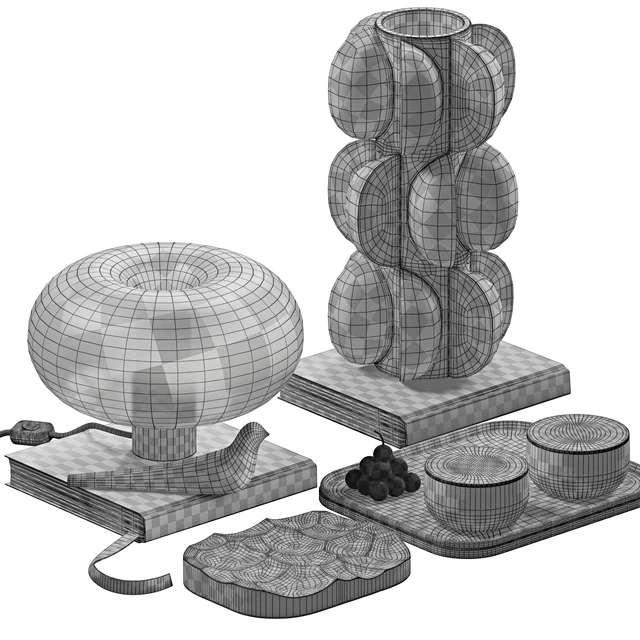 Coffee table decor set 045 with lamp — Скачать