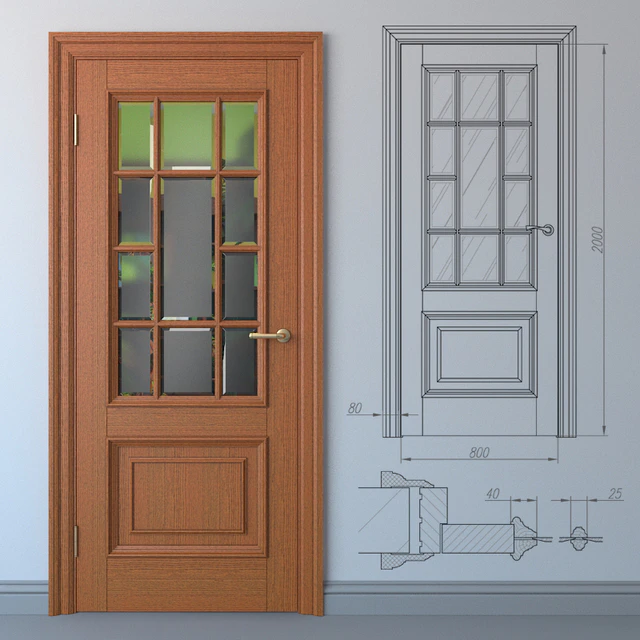 Classic paneled door with glazing — Descargar