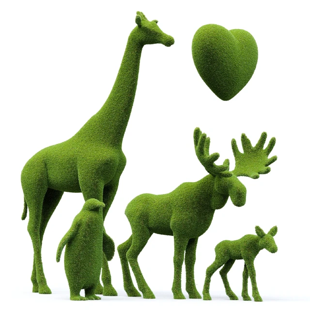 Topiary "Bacho" Giraffe Elk Calf Penguin and Heart — Descargar