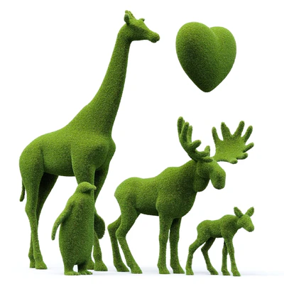 Topiary "Bacho" Giraffe Elk Calf Penguin and Heart — Ver 3