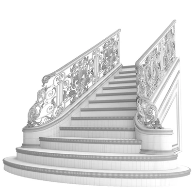 Classic marble staircase with wrought iron railing — Ver 3