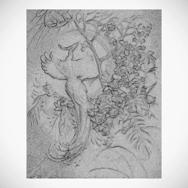 Bas-relief panel with a peacock — Descargar