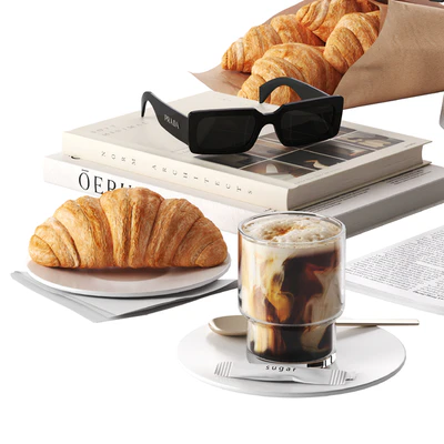 French breakfast with coffee and croissant — Вид 2