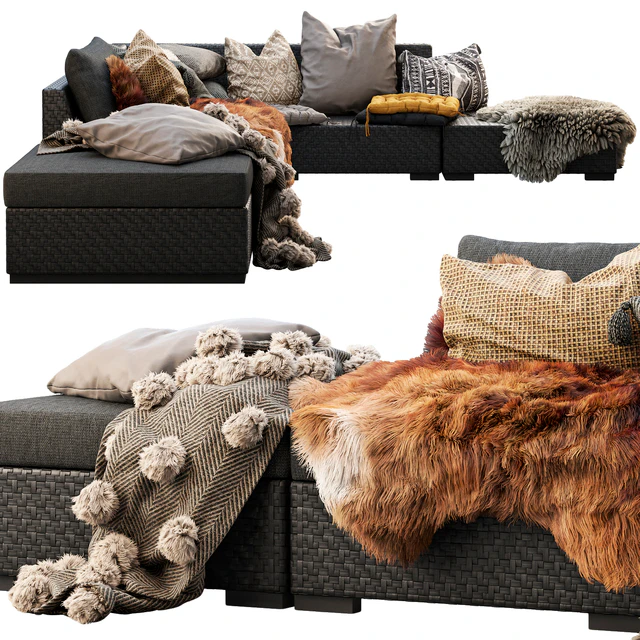 Brown Jordan 4M outdoor wicker modular sofa — Descargar