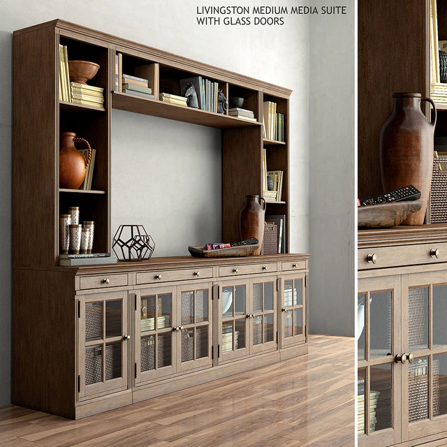 Pottery barn LIVINGSTON MEDIUM MEDIA SUITE WITH GLASS DOORS — Скачать