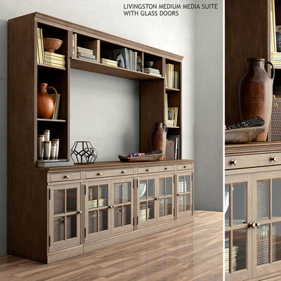 Pottery barn LIVINGSTON MEDIUM MEDIA SUITE WITH GLASS DOORS — скачать