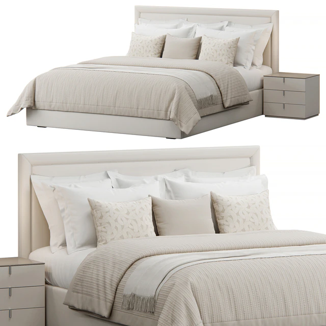 Rectangular Upholstered Headboard Bed — Descargar