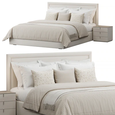Rectangular Upholstered Headboard Bed — Ver 1