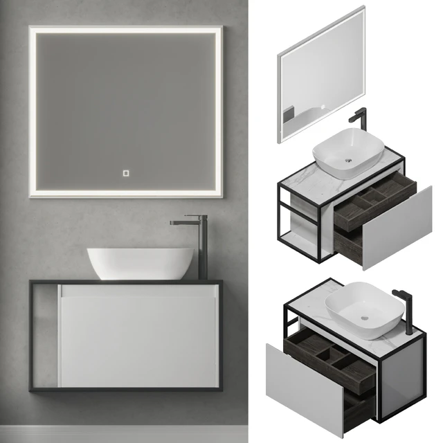 Nova Lite Loft 90 R / L white / rochelier / rustic oak (1 drawer) — Descargar