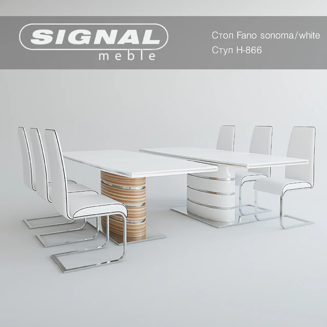 Стол FANO sonoma/white Стул Н-866 Signal — Скачать