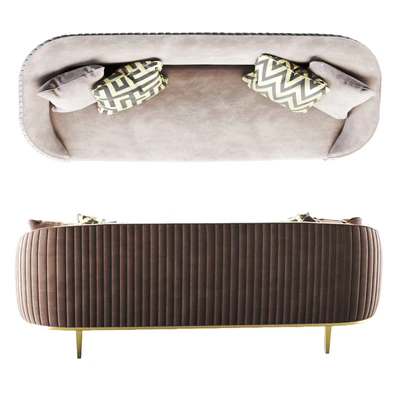 Ella Three Seat Sofa - Chalk - Brass Base — Вид 2