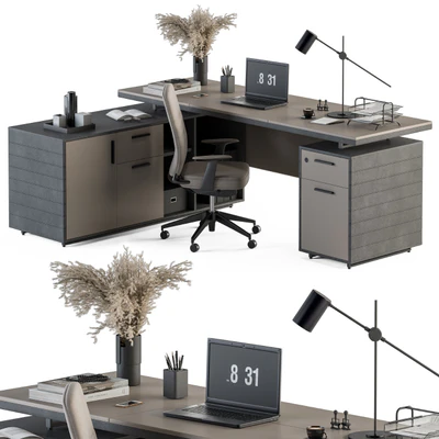 Boss Desk Cream and Black - Office Furniture 255 — Ver 1