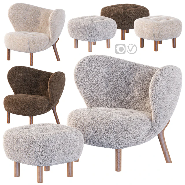 Little Petra Armchair and Pouf — Скачать