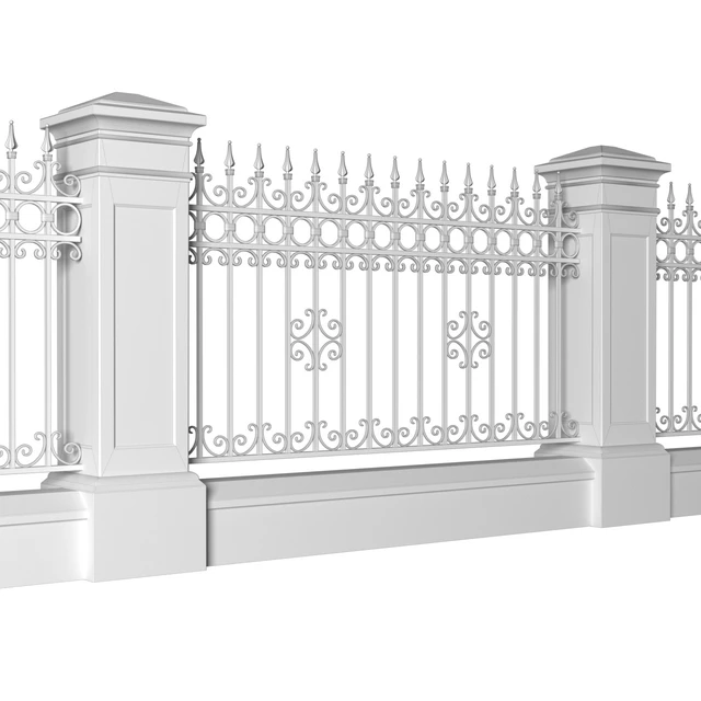 Забор в классическом стиле с кованным ограждением.Entrance Driveway Iron Gates — Скачать