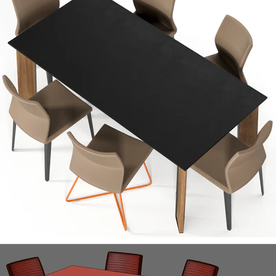 Bonaldo Razor chair Flag table — Ver 2