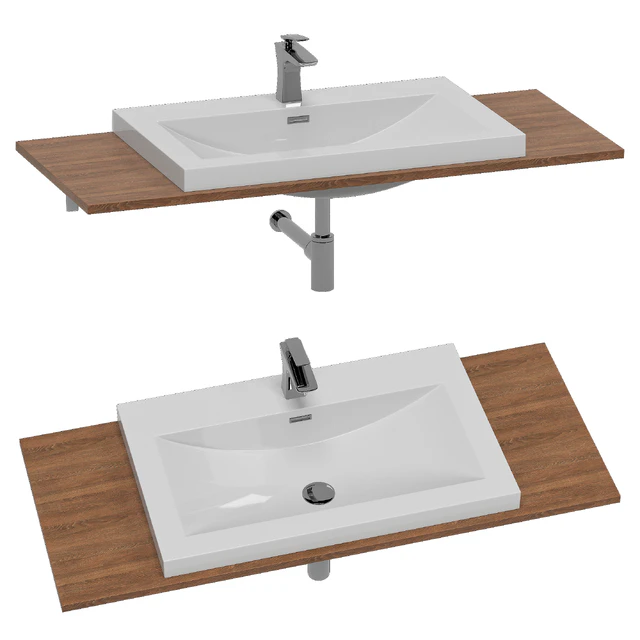 Semi Recessed Rectangular Stone Resin Bathroom Basin 765 x 480 x 130mm | Colossum 1 765mm — Descargar