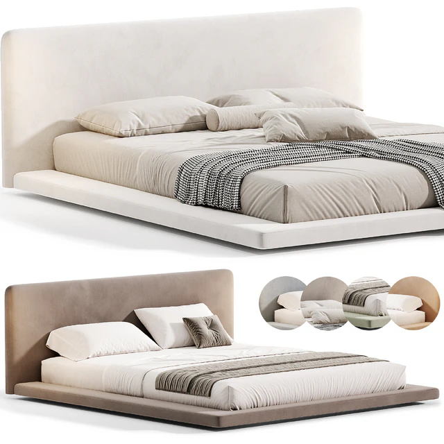 Modern White Upholstered Panel Bed By litfad — Descargar