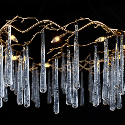 John Richard Brass and Glass Teardrop Eight-Light Chandelier — Вид 2