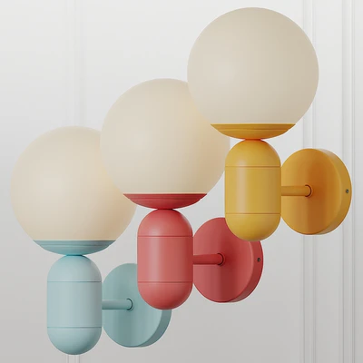 Orb Shade Child Bedroom Wall Light Blue — Ver 4