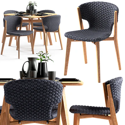 Ethimo Knit dining chair and square table — Вид 1