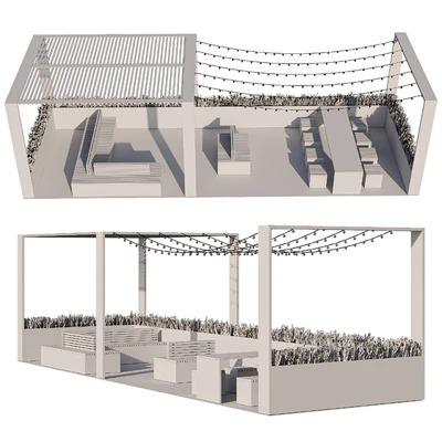 City parklet with garland — Ver 2