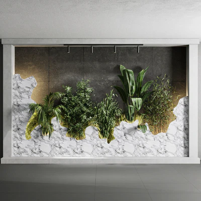 Vertical Wall Garden With concrete frame - wall decor houseplants indoor 02 — Вид 3