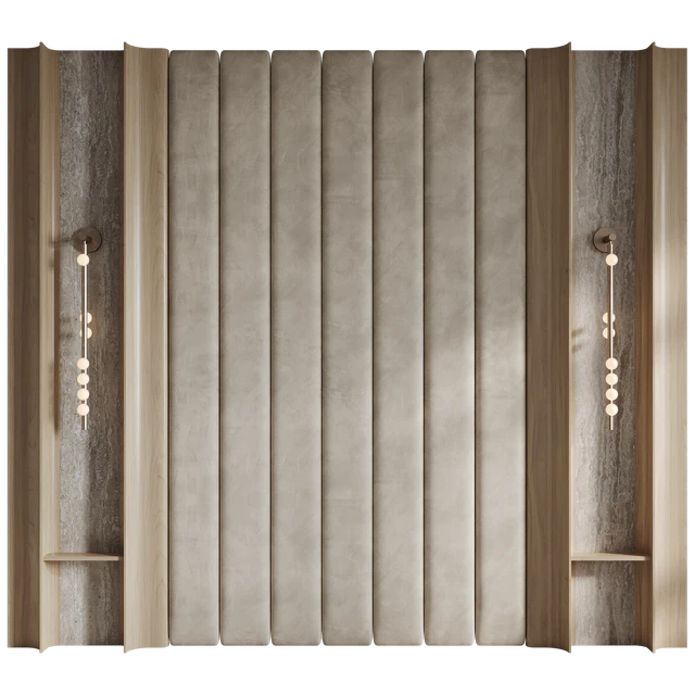 Lunar headboard with upholstered panels — Descargar
