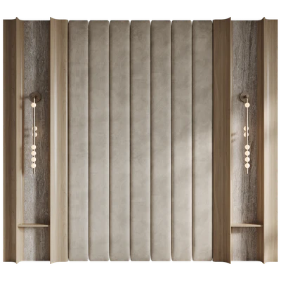 Lunar headboard with upholstered panels — Ver 1