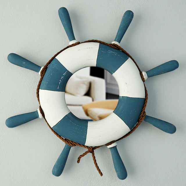 Blue &amp; White Steering Wheel Wall Mirror — Descargar