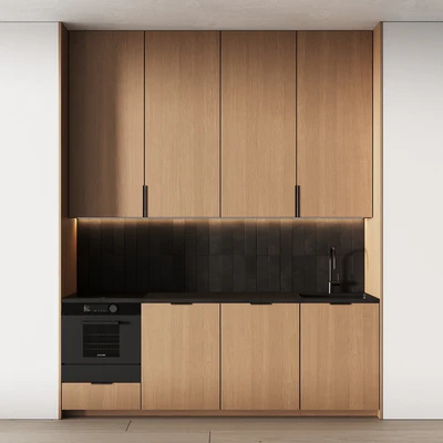 452 modern kitchen 17 mini kitchen 04 wood japandi in 2 options — Вид 2
