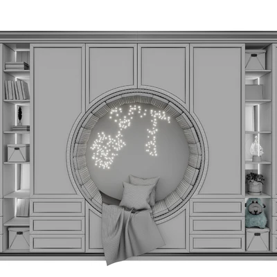 Wardrobe with a seat for a children's room — Ver 3