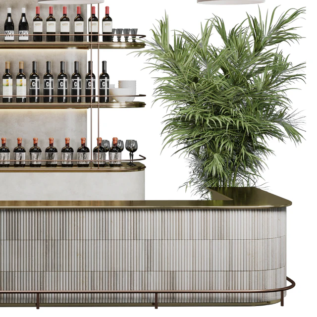 Reception Desk for Restaurant and Caffe with cabinet wine rack set 08 — Скачать