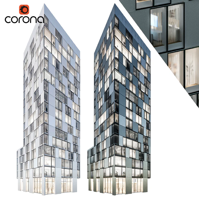 Modern residential building 08 | night + interiors — Descargar