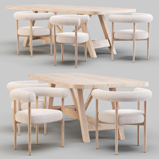 Dining Set: Crate and Barrel (Aya Table and Mazz Boucle Chair) — Descargar