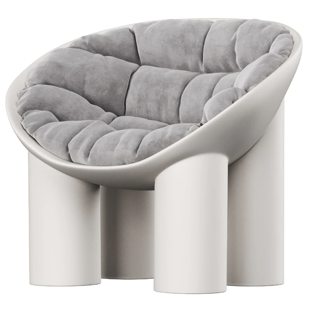 Roly Poly Polyethylene Armchair in Concrete with Cushions by Faye Toogood — Скачать