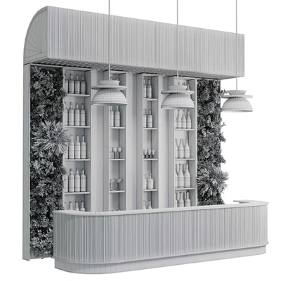 Reception Desk for Restaurant and Caffe with cabinet wine rack set 09 — View 2