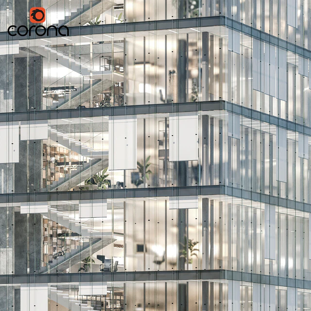 Modern office building 04 | night + interiors — Descargar