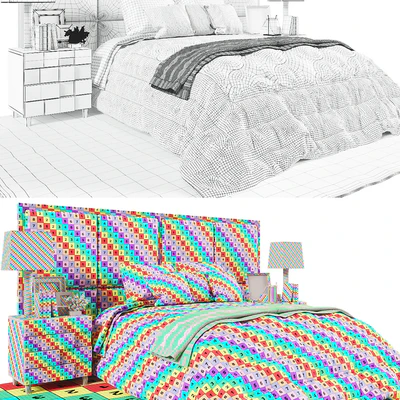 Modern bed whith knite plaid — Ver 2