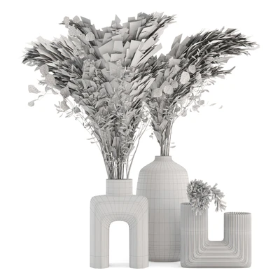 Dry plants 19 - Dried Plantset Pampas with Concrete vase — Ver 4
